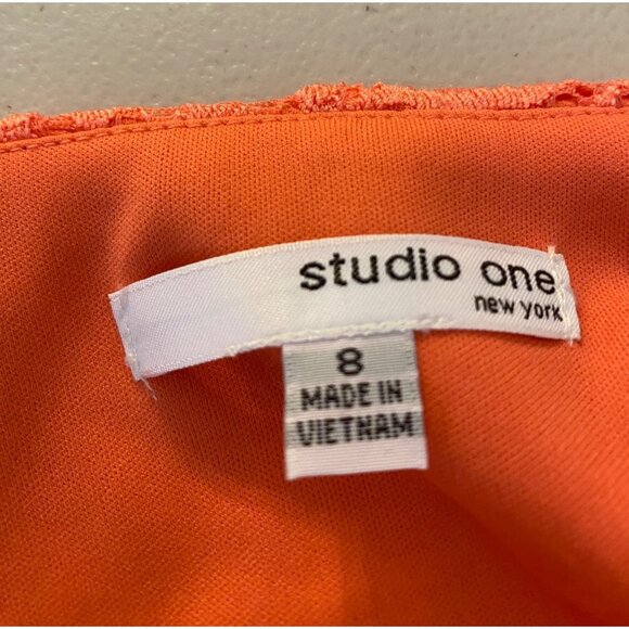Studio One New York Orange Lace Dress Size 8 - Picture 3 of 11